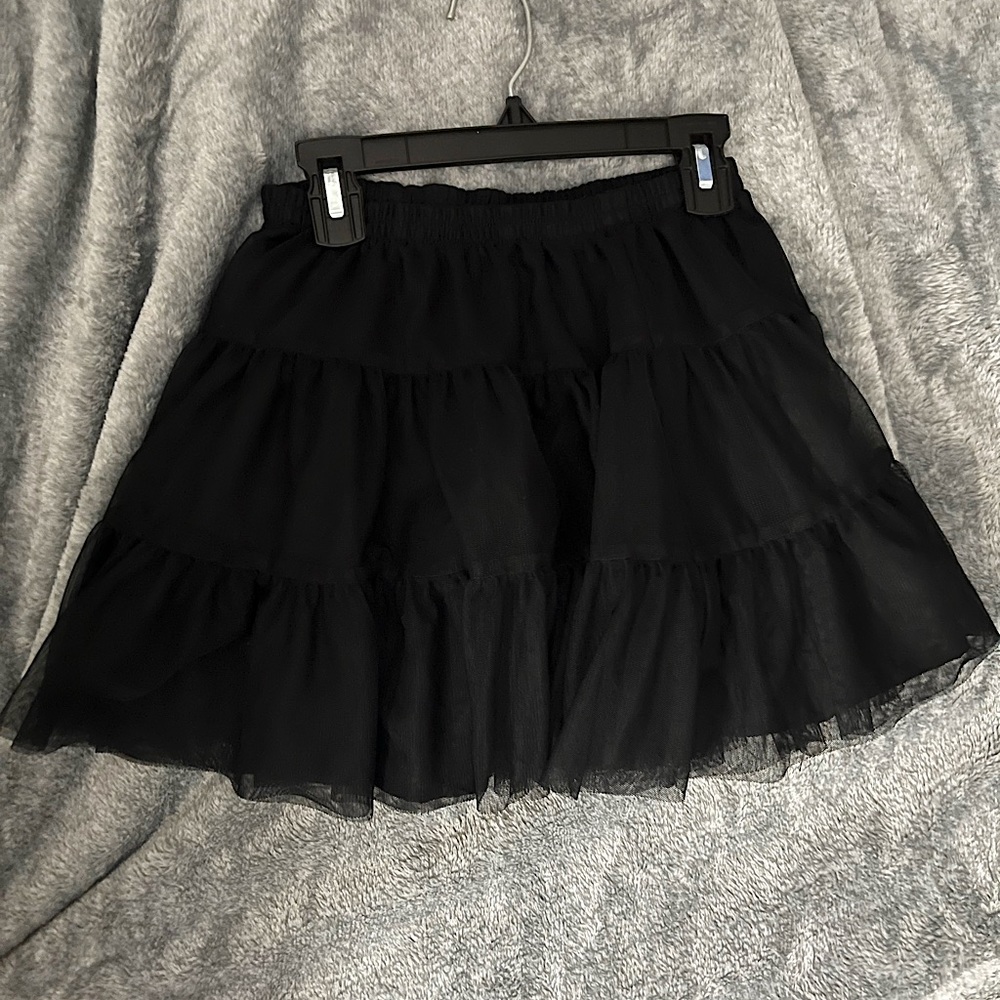 Tiered black ruffle skirt